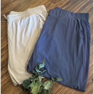 LOT OF 2 Athleta Brooklyn Pants Size 26 Joggers Pockets Blue Beige